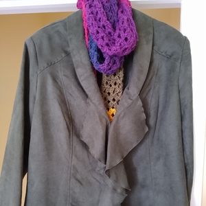 Plus Size Hunter Green Suede Jacket